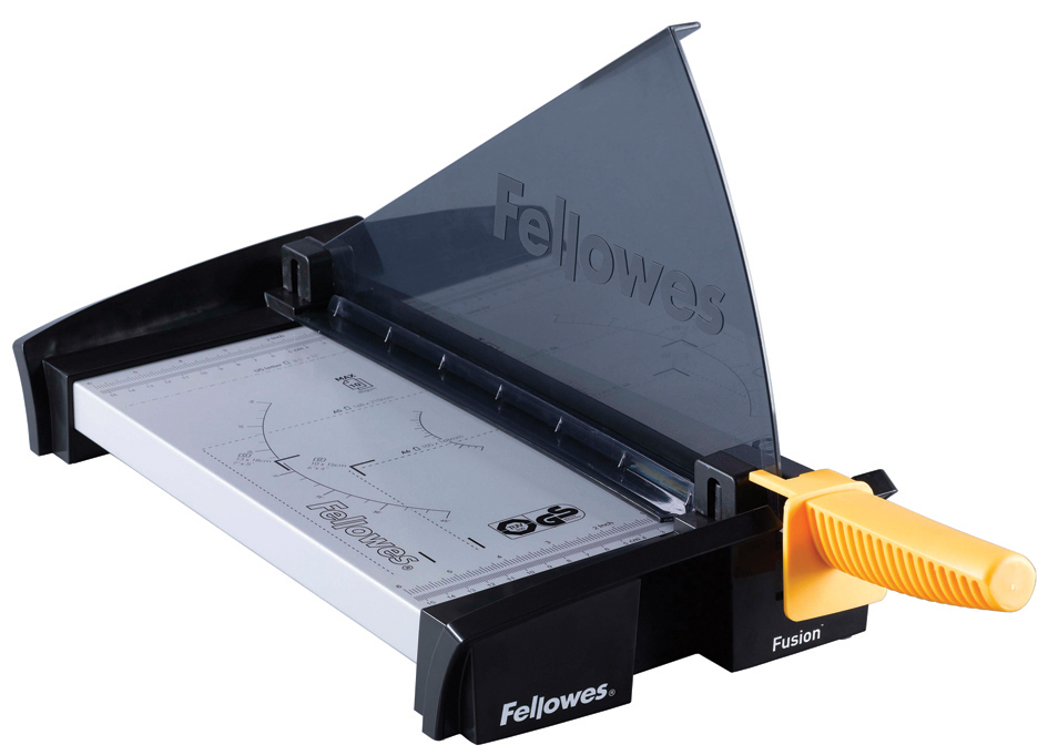 5410801_Fusion Fellowes Hebel-Schneidemaschine Fusion, DIN A4, schwarz/gelb