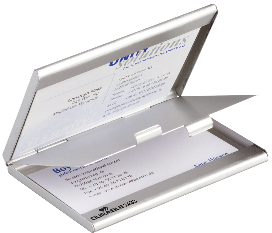 2433_23 DURABLE Visitenkarten-Etui BUSINESS CARD BOX DUO, mattsilber