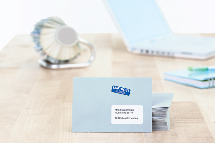 15035_Anw58934cac051c5 HERMA Textetiketten ´MIT LUFTPOST´, 12 x 40 mm, blau / weiß