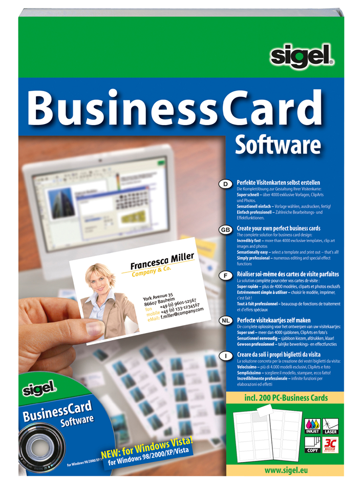 SW670 sigel BusinessCard Software ´Deutsch´, für Visitenkarten