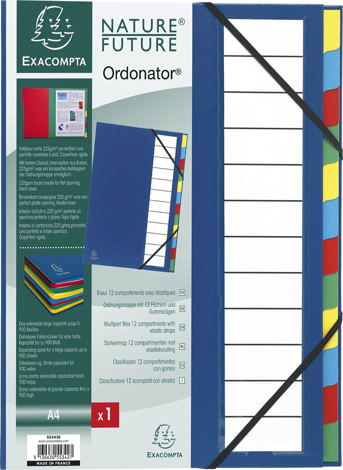 EXACOMPTA Ordnungsmappe Harmonika, PP, 12 Fächer, blau