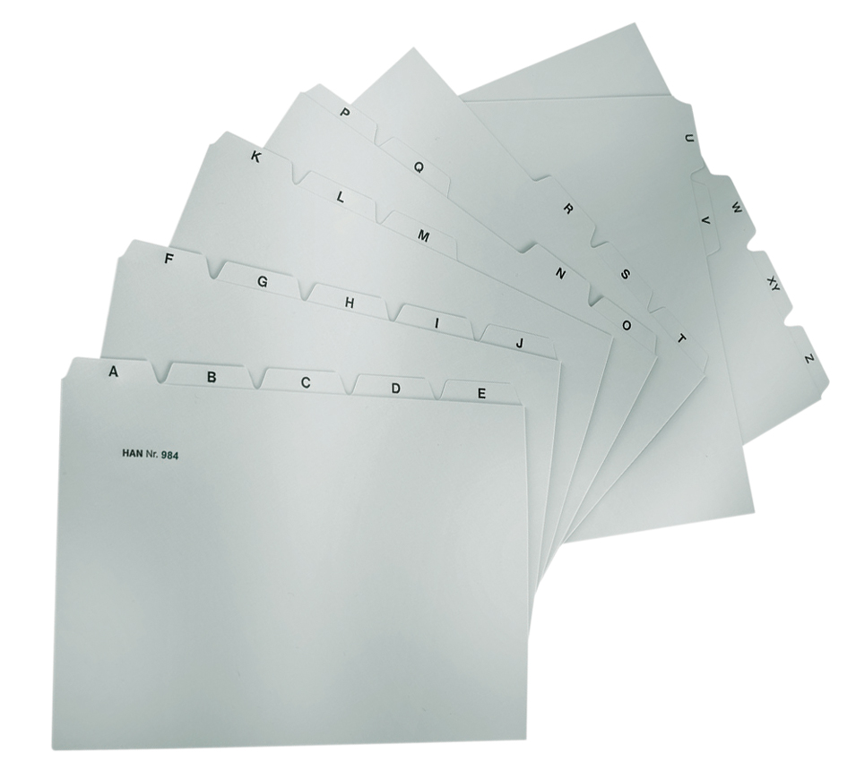 9845893696b505a4 HAN Karteiregister A-Z, PP, A7 quer, grau, 25-teilig