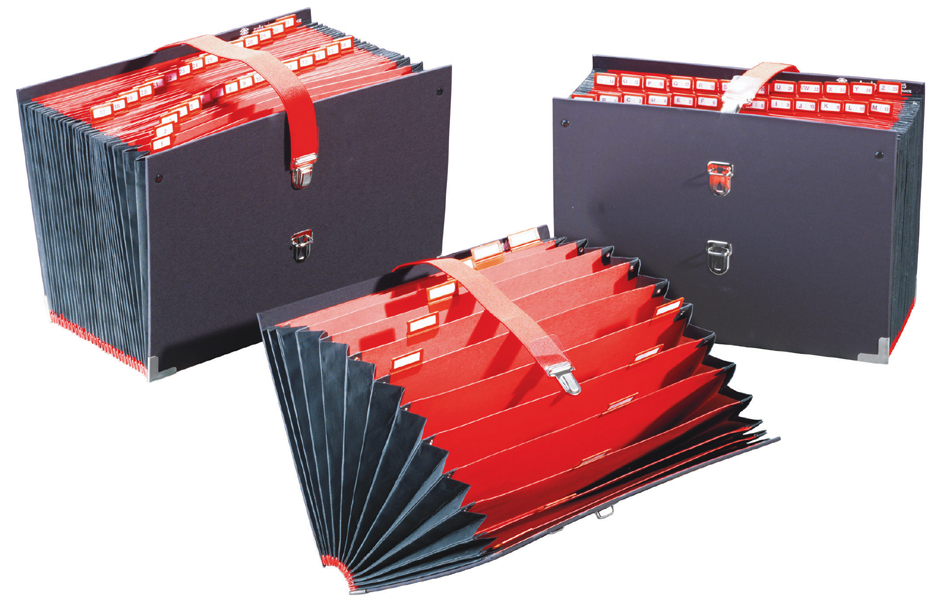 serie-55 extendos Fächertasche, 25 Fächer, alphanumerisch, schwarz