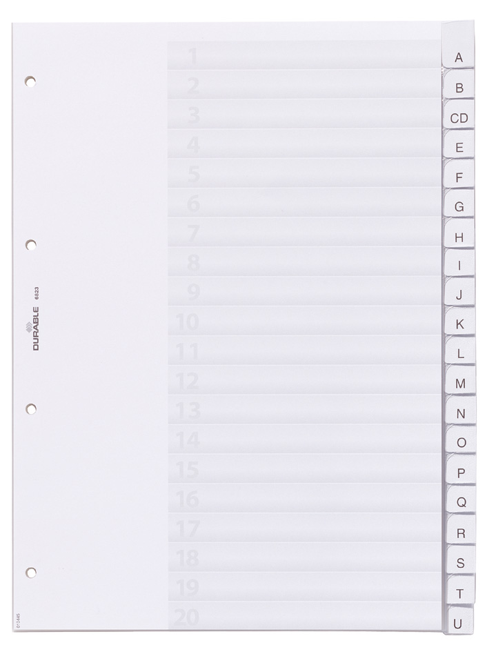 DURABLE Kunststoff-Register, A4, 20-teilig, transparent