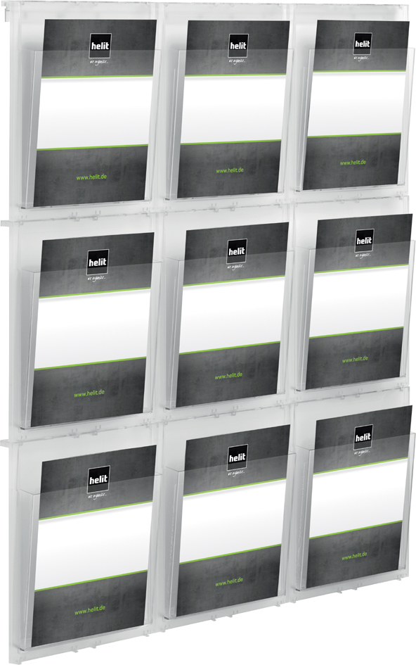 H68121_02_E_1_300 helit Wanddisplay ´the placativ´, 6 x DIN A4 hoch, glasklar