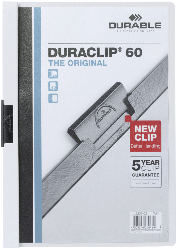 2209_02_GEN_A_0858937512866fa DURABLE Klemmhefter DURACLIP ORIGINAL 60, DIN A4, weiß