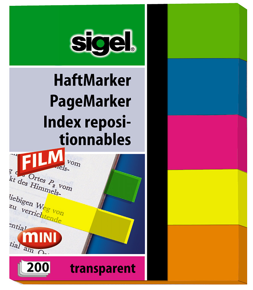 KHN615 sigel Haftmarker Film mini, 50 x 12 mm, 200 Blatt