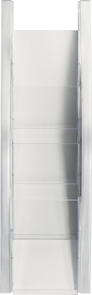 H62703_00_E_2_300 helit Wand-Prospekthalter, 1/3 A4 hoch, 4 Fächer, silber
