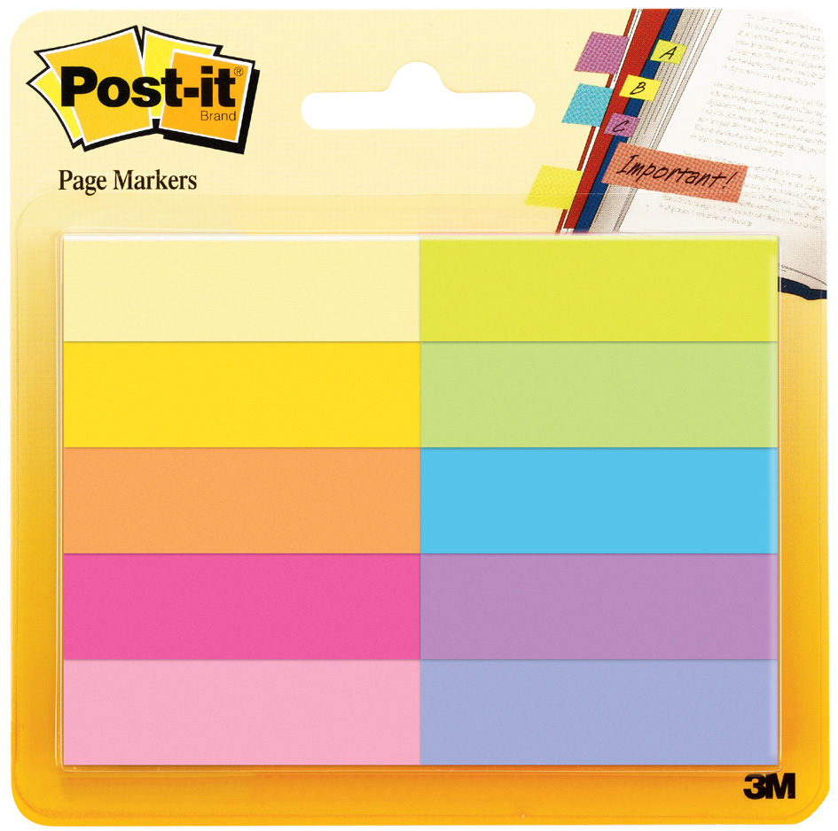 670_10AB_Blister Post-it Pagemarker aus Papier, 12,7x44,4 mm, farbig sortiert