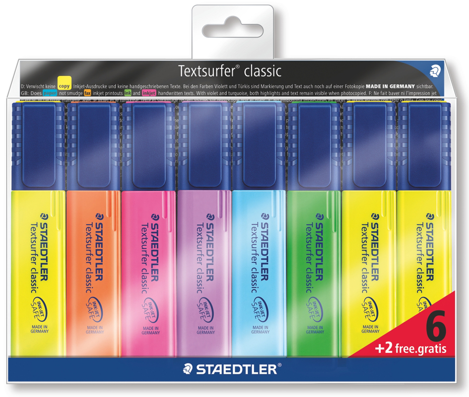 364AWP85893391699355 STAEDTLER Textmarker ´Textsurfer classic´, 6 + 2 GRATIS