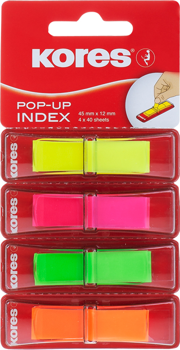 N45127 Kores Haftstreifen Pagemarker POP-UP, 45 x 12 mm, sortiert