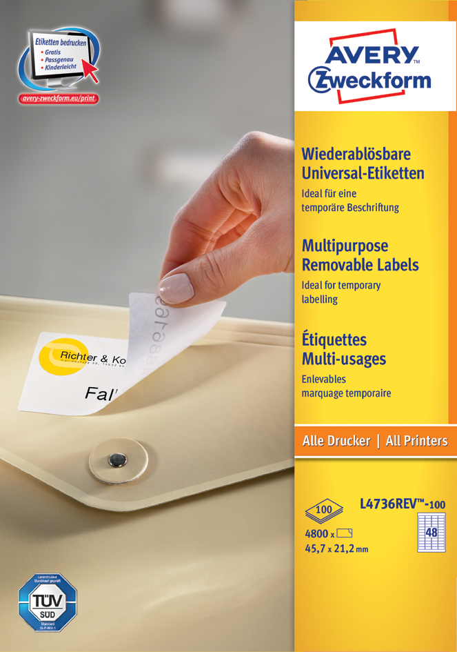 AVERY Zweckform Universal-Etiketten, 45,7 x 21,2 mm, weiß