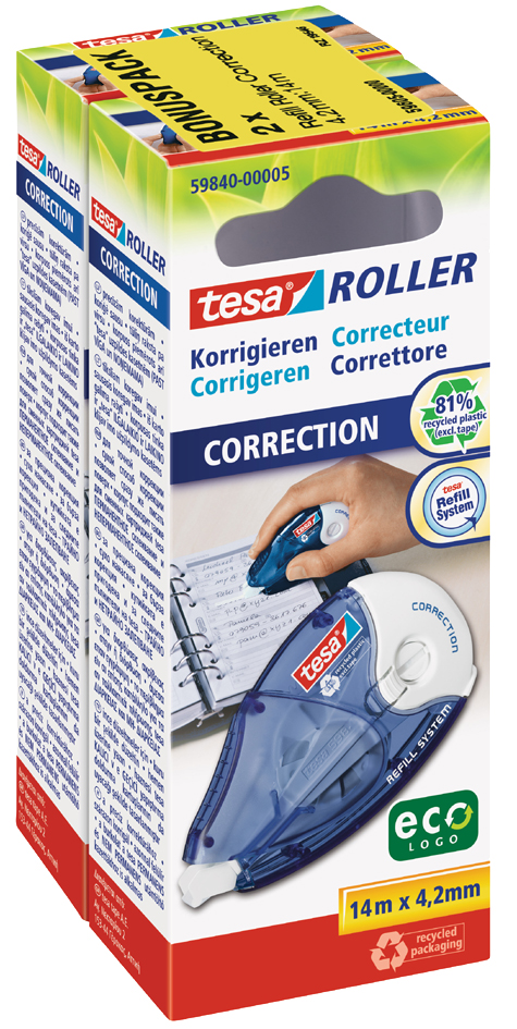 59605_eco5893727601082 tesa ecoLogo Korrekturroller Refill Correction