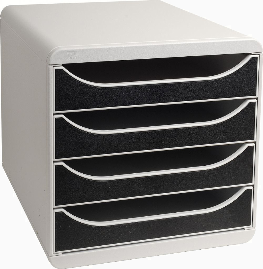 EXACOMPTA Schubladenbox BIG BOX, 4 Schübe, schwarz glossy