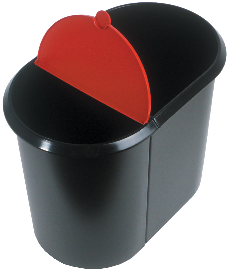 61039_92_1 helit Papierkorb Duo-System, oval, PE, schwarz/rot