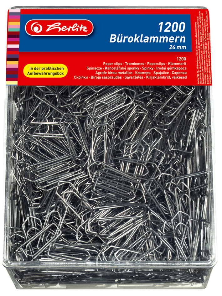 104110075893204e2f394 herlitz Büroklammern, aus Metall, verzinkt, 26 mm