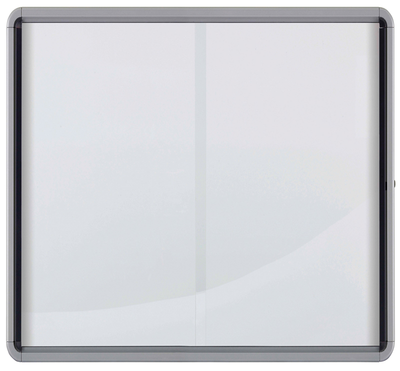 0d8d7c7dd91fc6c65b184db2822c6f03 Schaukasten Nobo mit Schiebetüren, 12 x DIN A4.Metall - Metall weiß