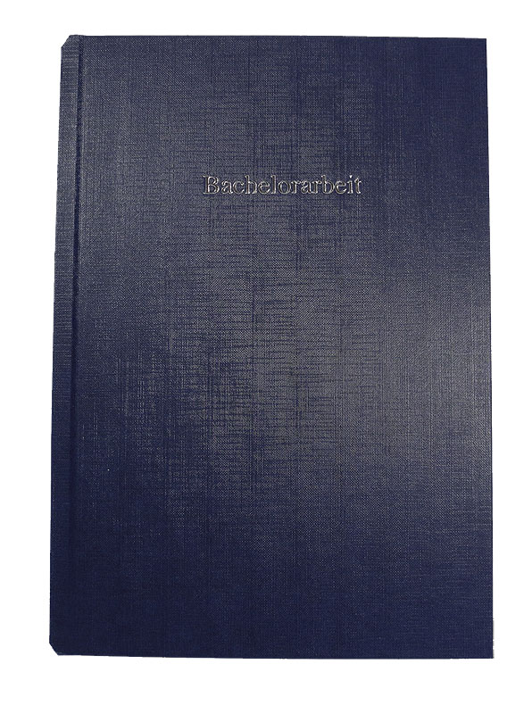 Bucheinband Hardcover ST, Prägung BACHELORARBEIT, blau