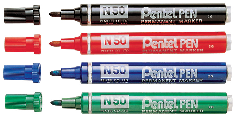 N50-A-D589327985827c Pentel Permanent Marker N50, braun, Rundspitze