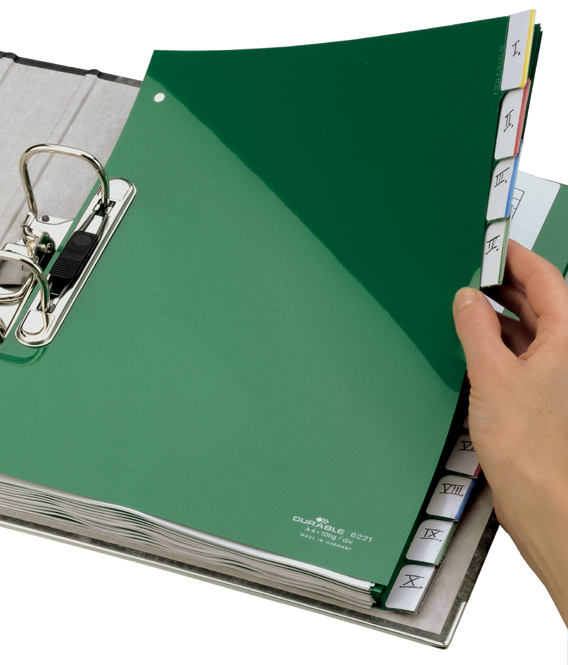 6221_05_APP_A5893a1cc91d43 DURABLE Kunststoff-Register, PP, Stärke: 0,12 mm, 10-teilig