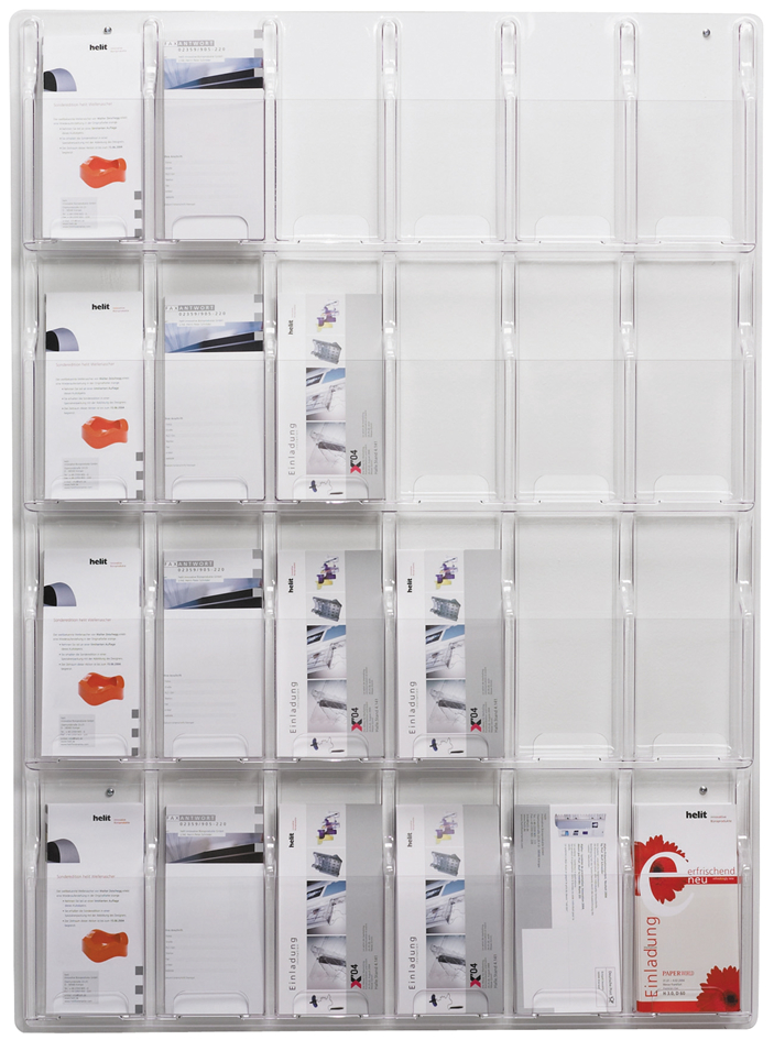 H62595_02 helit Wanddisplay Clearly, 24 Fächer 1/3 DIN A4 hoch
