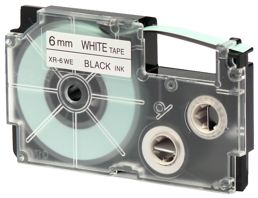 CAS_XR-6WE1-WHITE_BLACK_128058932d0c53c3d CASIO XR Schriftbandkassette, schwarz auf weiß, 18 mm / 8 m