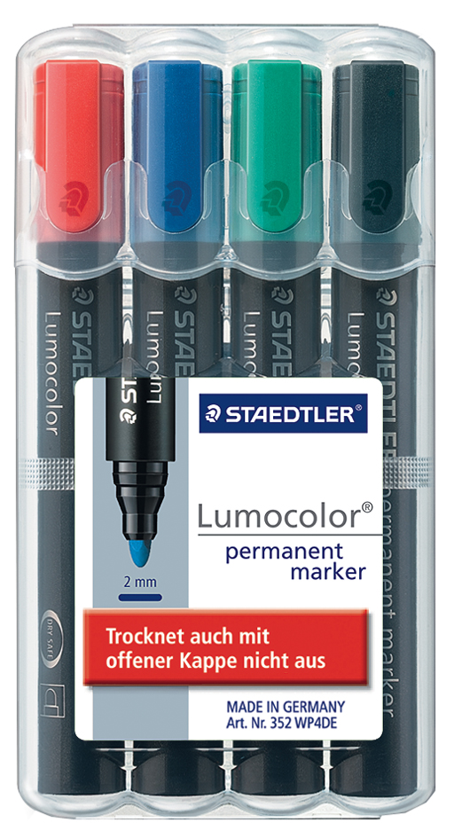 STAEDTLER Lumocolor Permanent-Marker 352, 4er Etui