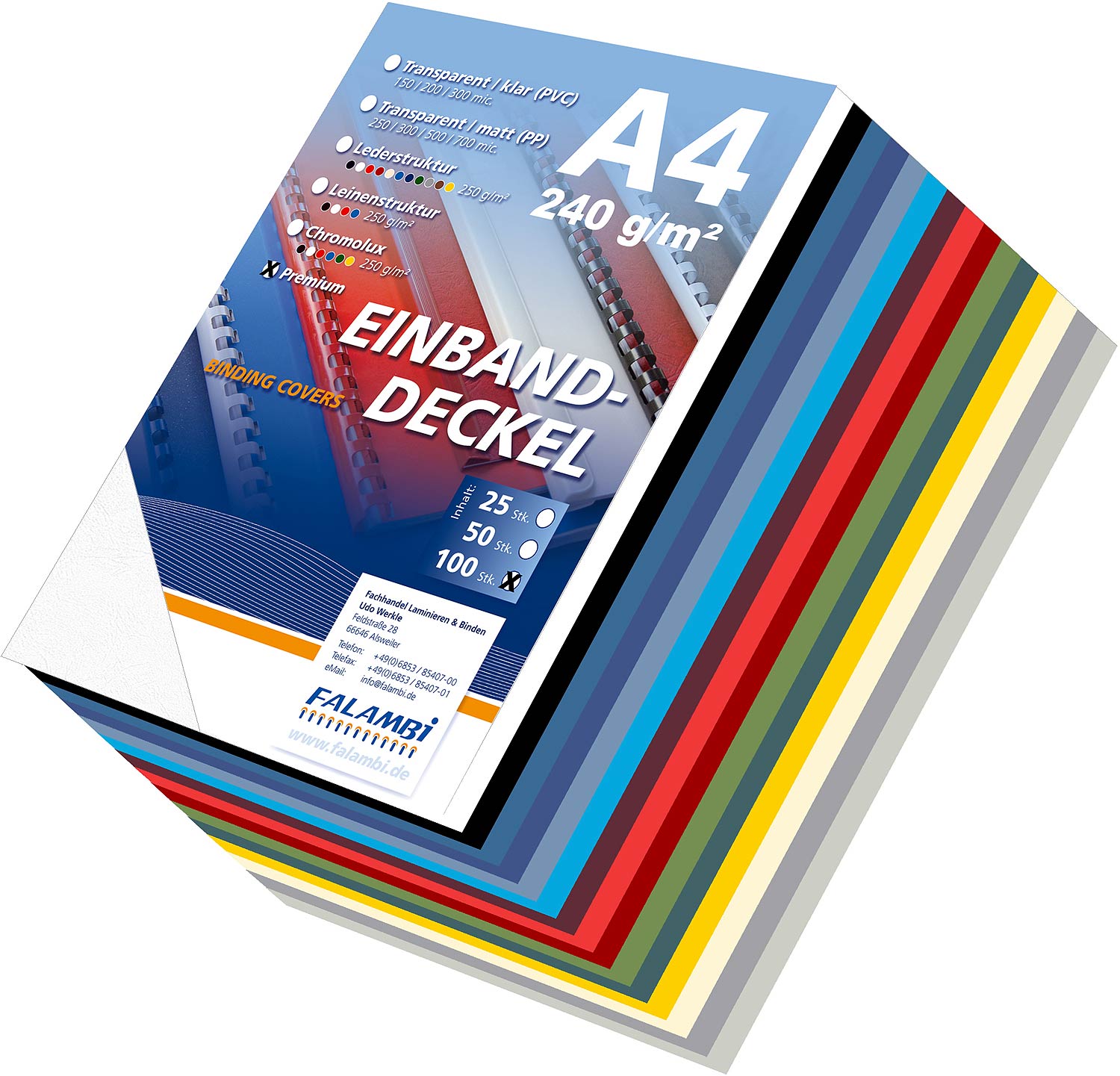 407dd0bffd17e852e823ab2fb6d2a38c 100 Einbanddeckel Lederstruktur, Falambi / Premium 240 - weiß