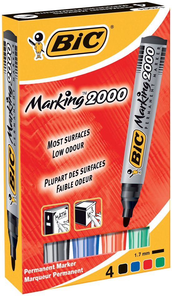 BIC Permanent-Marker 2000 Ecolutions, Rundspitze, 4er Etui
