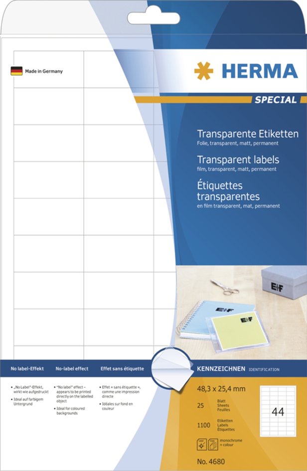 468058934bf5d3eee HERMA Folien-Etiketten SPECIAL, 210 x 148 mm,transparent