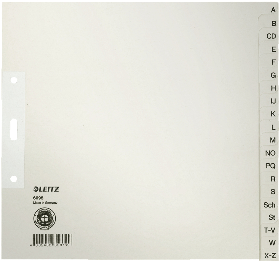 60950085 LEITZ Tauenpapier-Register, A-Z, A4, halbe Höhe, 20-teilig