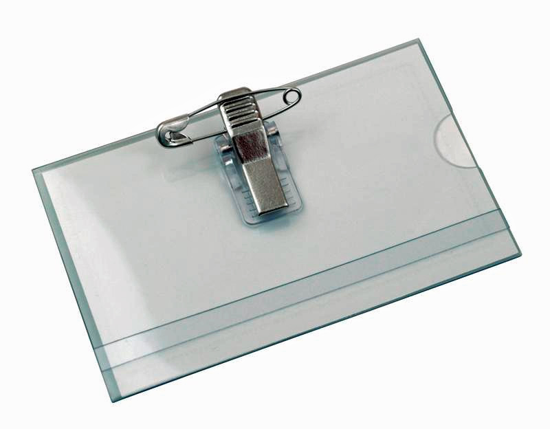 32dbf847c77a1e7b7bf87447254a583a 50 Namensschilder / Halter für Visitenkarte,  mit Nadel + Klemme, 90 x 56 mm