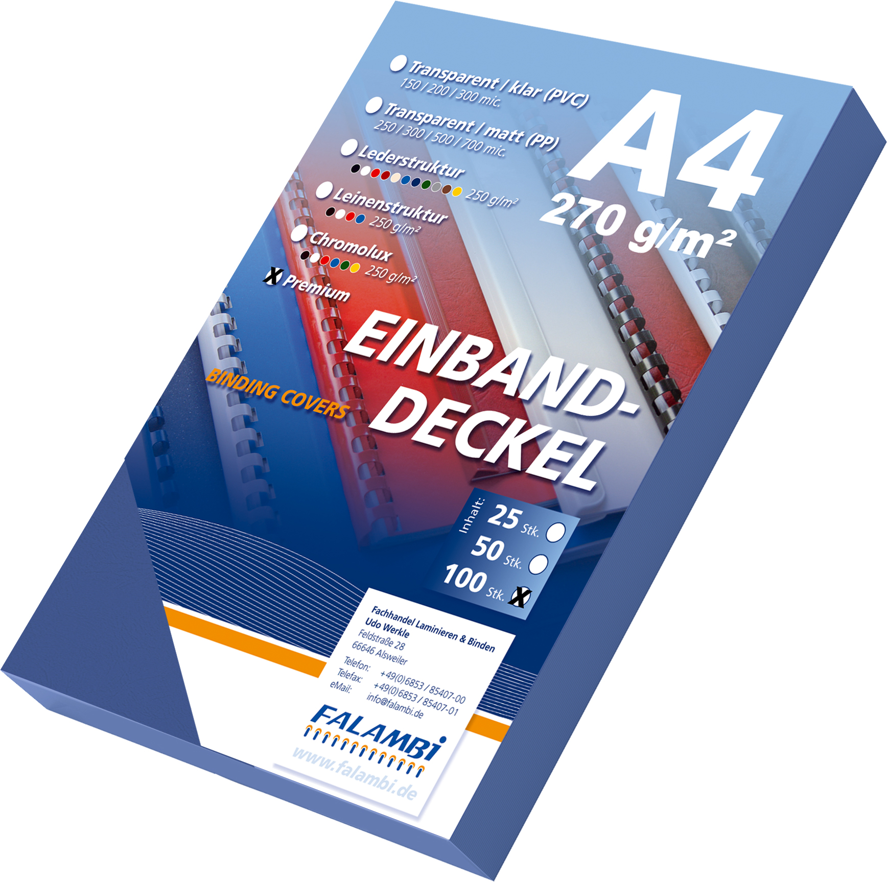 Einbanddeckel PREMIUM A4 Leder / 270 - royalblau Einbanddeckel PREMIUM A4 Leder / 270 - royalblau