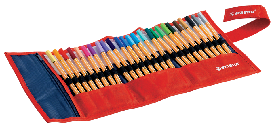 STABILO Fineliner point 88, 30er Rollerset, orange/weiß
