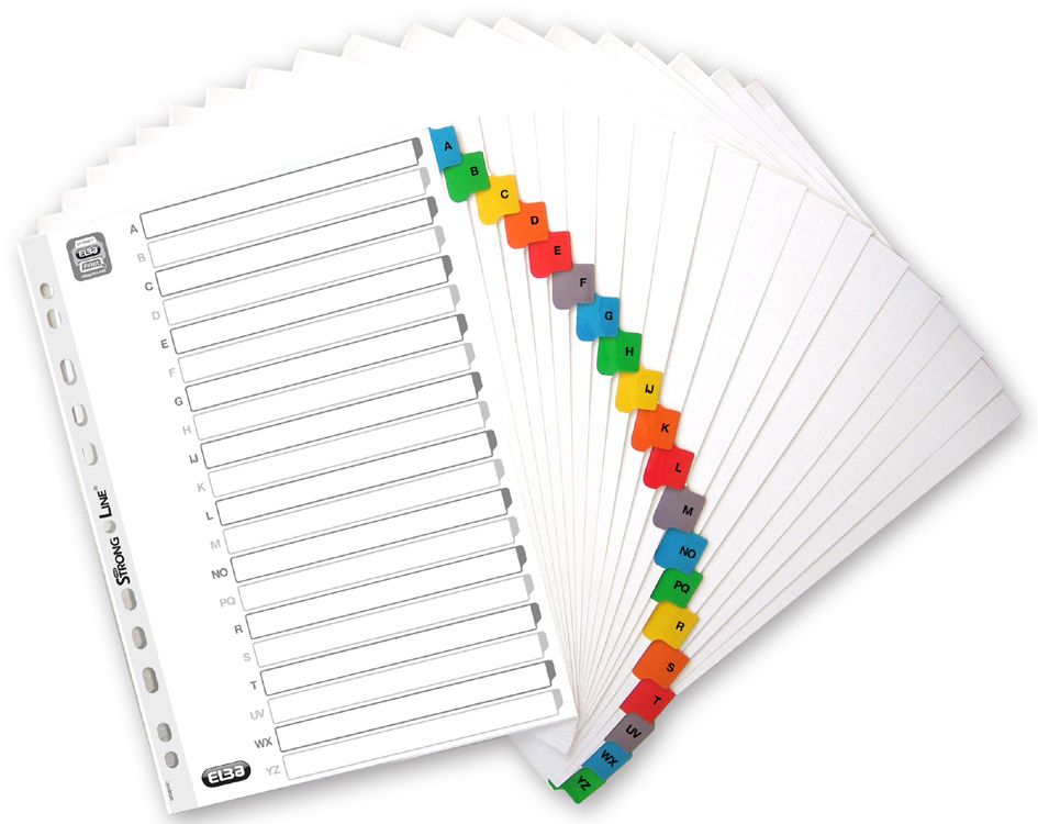 100204595 ELBA Mylarkarton-Register, A-Z, ohne ´ST´/´SCH´, 26-teilig