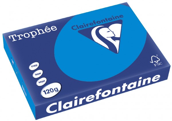 Clairefontaine Trophée Papier 1291C, A4, 120 g/m² - karibikblau - karibikblau