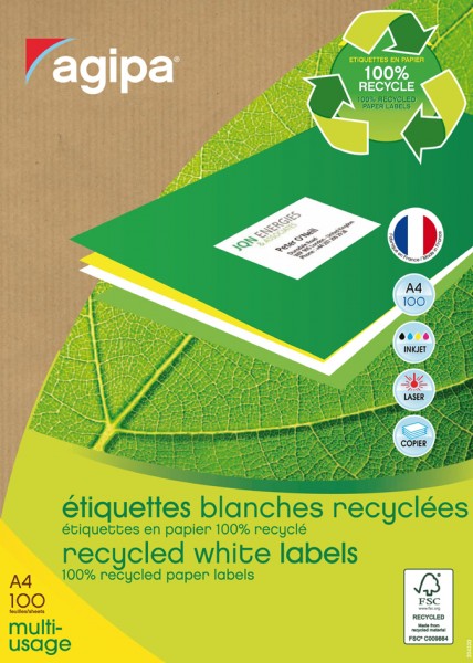 agipa Recycling Vielzweck-Etiketten, 70 x 35 mm, weiß