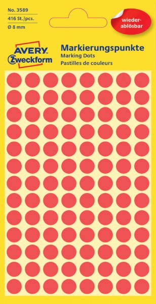 AVERY Zweckform Markierungspunkte, ablösbar, 8 mm, rot