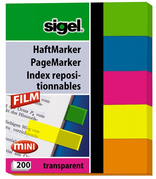 sigel Haftmarker Film mini, 50 x 12 mm, 200 Blatt