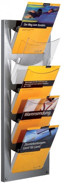 kerkmann Wand-Prospekthalter NovaX, DIN A4 hoch, 5 Fächer