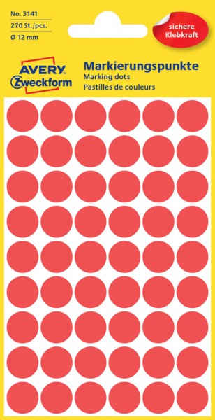 AVERY Zweckform Markierungspunkte, Durchmesser 12 mm, rot