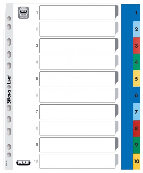 ELBA Kunststoff-Register, Zahlen, DIN A4+, farbig, 10-teilig