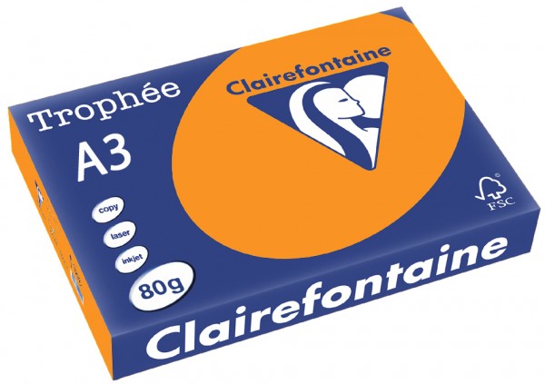 Clairefontaine Trophée Papier 2880C, A3, 80 g/m² - neonorange - neonorange