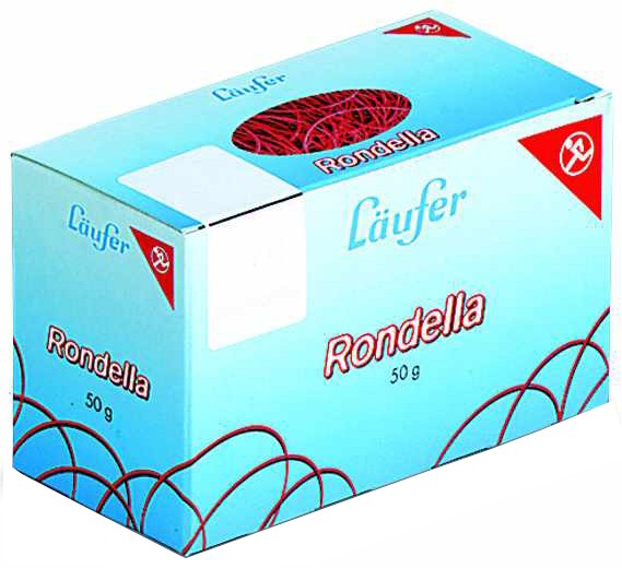 Läufer Gummiringe RONDELLA im Karton, rot, 100 mm, 100 g