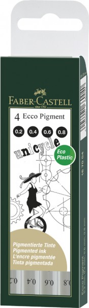 FABER-CASTELL Pigmentliner ECCO PIGMENT, schwarz, 4er Etui