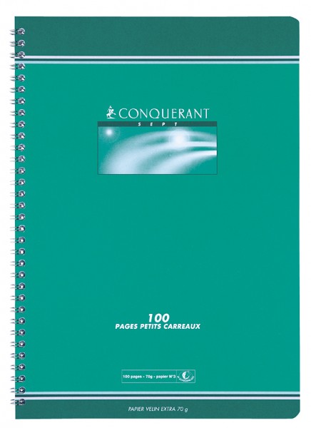 CONQUERANT SEPT Spiralbuch, DIN A4, kariert, 90 Blatt