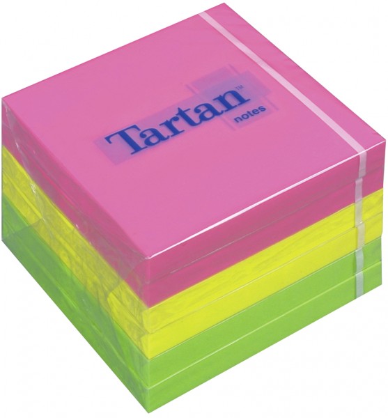 Tartan Notes Haftnotizen, 76 x 76 mm, Neon, 100 Blatt/Block