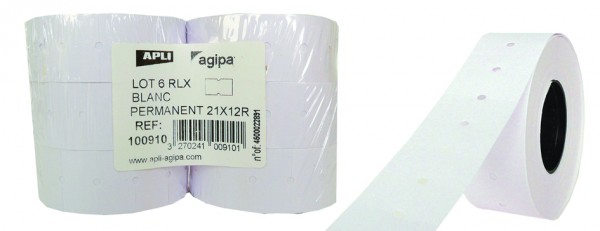 agipa Etiketten für Preisauszeichner, 21 x 12 mm, weiß