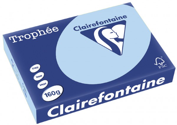 Clairefontaine Trophée Papier 1106C, A4, 160 g/m² - eisblau - eisblau
