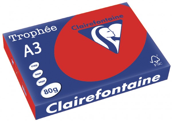 Clairefontaine Trophée Papier 1895C, A3, 80 g/m² - kirschrot - kirschrot